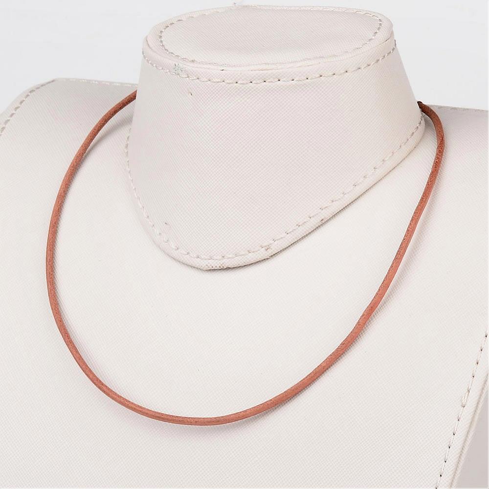 2.5mm Leather Necklace (46cm) - Peru (Light Brown) - Clasp w. Ring