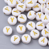 Alphabet Letter Beads (White/Gold) - Y