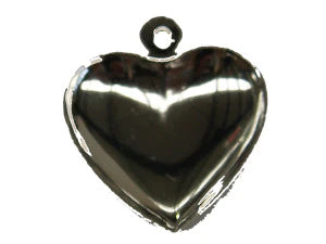 Silver Medium Puffy Heart Charm w. Loop Qty: 50