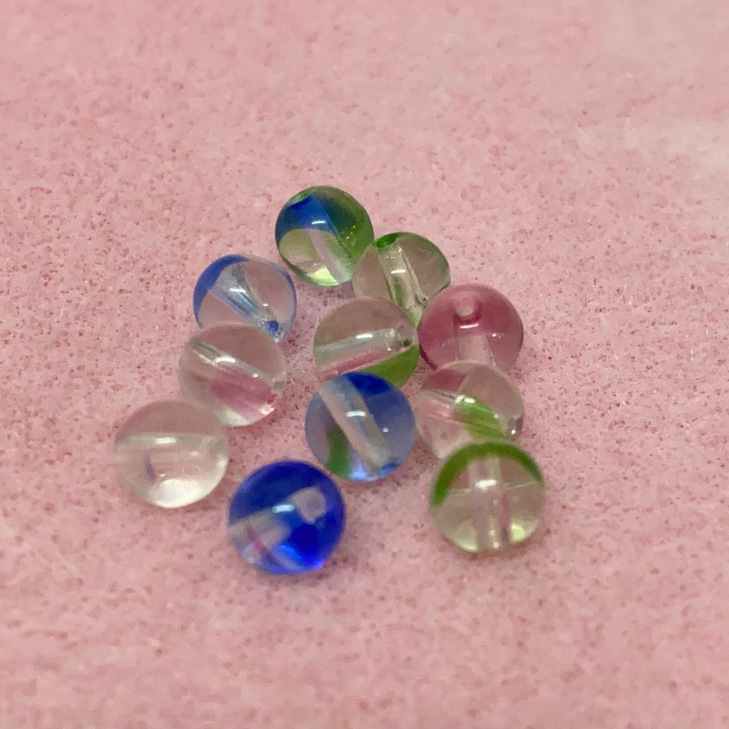 Blue/Green/Pink Givre 5mm Round Qty:10 beads - Bead Shack