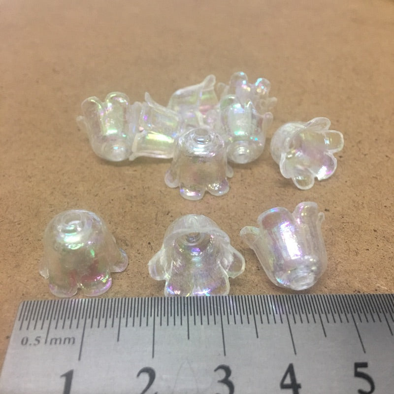 20mm Bell Flower Vintage Lucite Bead (20) - Clear AB
