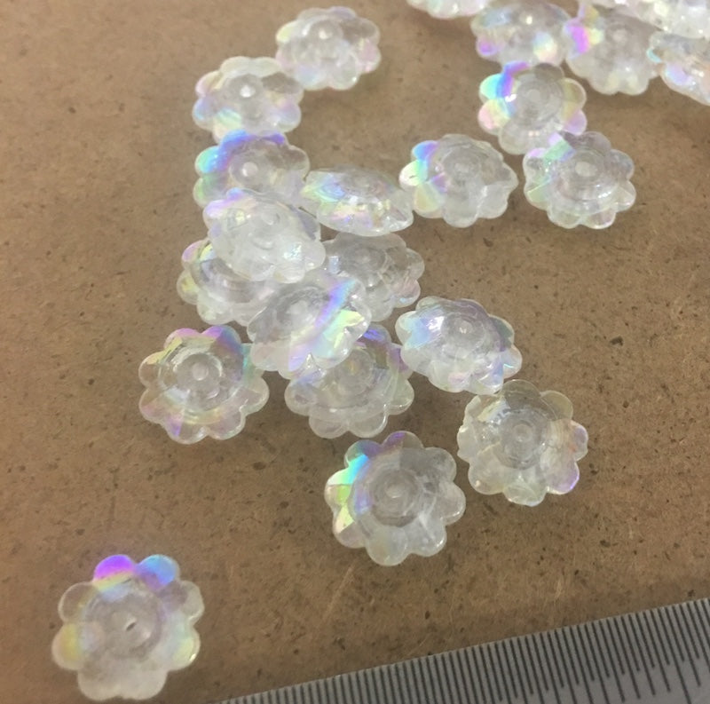 3x8mm Marguerite Flower Vintage Lucite Beads (50) - Clear AB